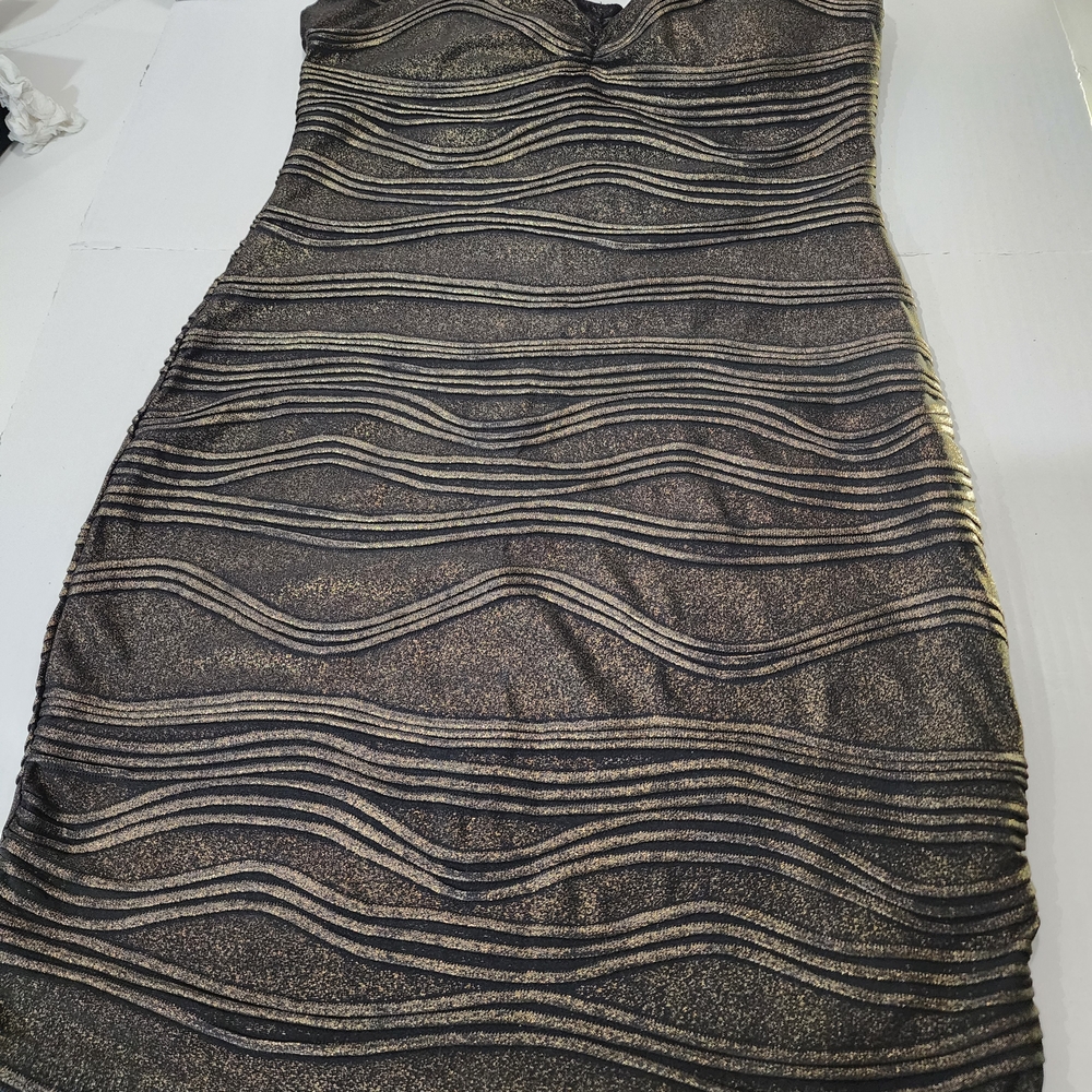Wet Seal Brown/Black And Gold Mini Dress